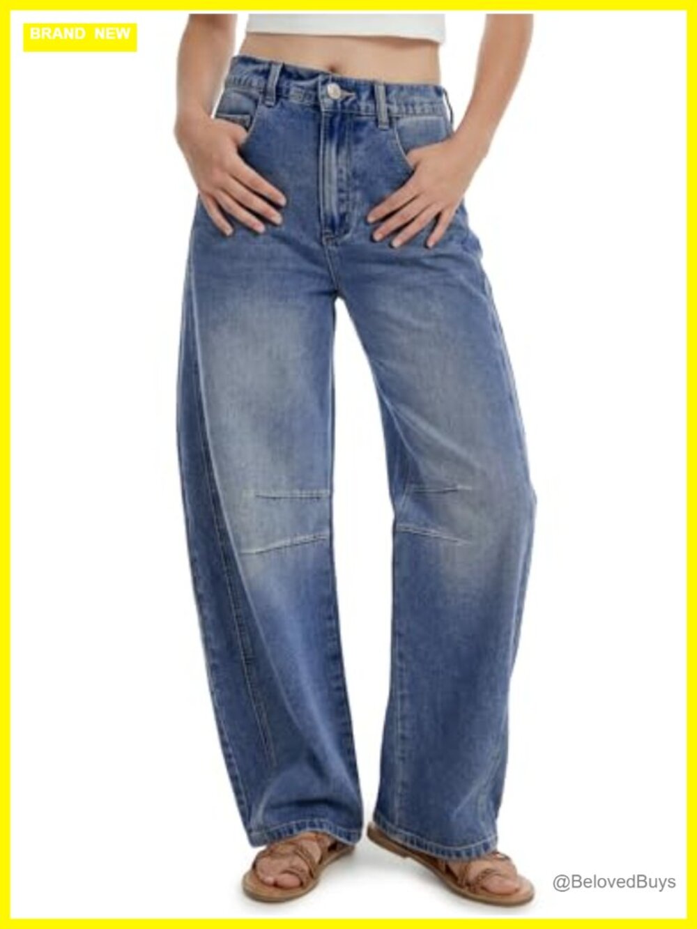 Barrel Jeans Womens Tall Inseam Wide Leg Mid Rise Baggy Cropped Relaxed Fit